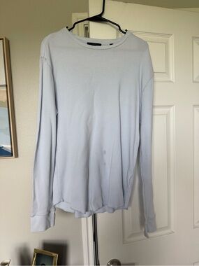 Vince Men's Pale Blue Long-Sleeve Waffle Thermal Shirt